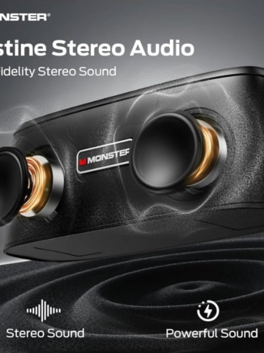 Monster Portable Bluetooth Speaker 30W Stereo Sound 17Hr Play IPX6 Waterproof - Picture 4 of 10